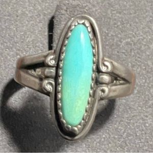 Vintage Size 6 Bell Trading Co Marked Sterling Silver Blue Green Turquoise Ring